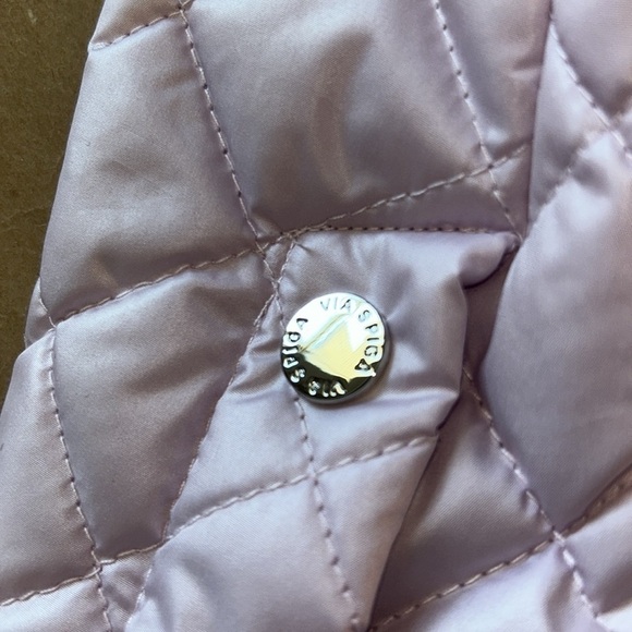 NWT Via Spiga quilted car coat size L in lilac with stand collar and two pockets - Picture 7 of 15